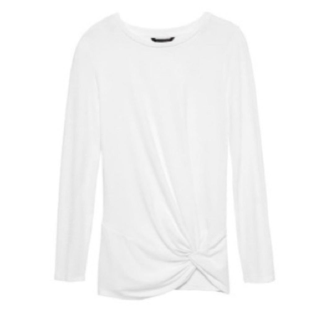 Banana Republic Luxespun Twist Front White T Shirt